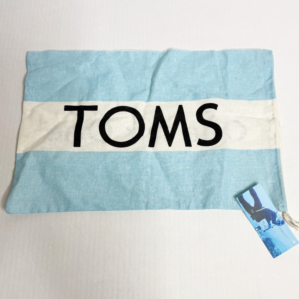 TOMS One for One Blue White Striped Linen Dust Bag